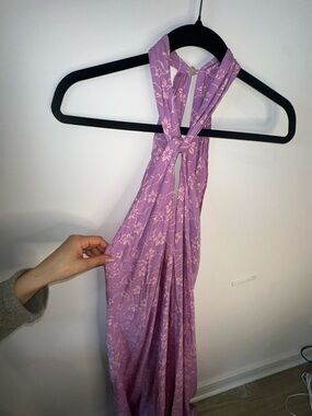 Lavender Floral Halter Maxi Dress